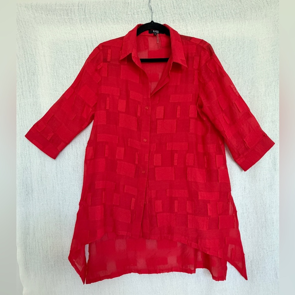 Vibrant Red Button-Up